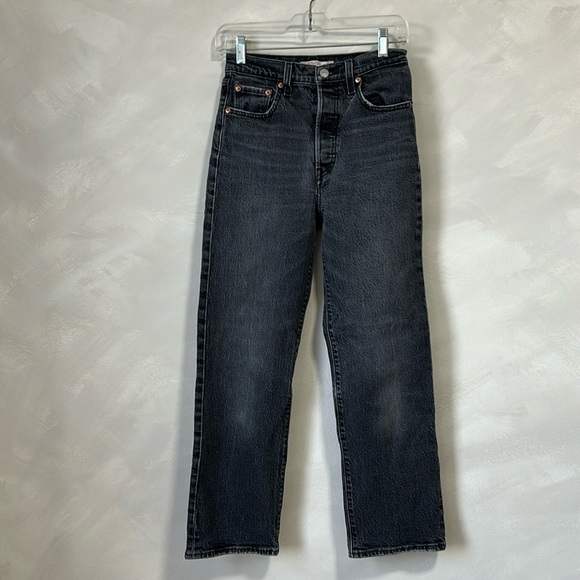 Levi's premium denim Ribcage Straight jeans - Size 25 - Grey black - Picture 1 of 6